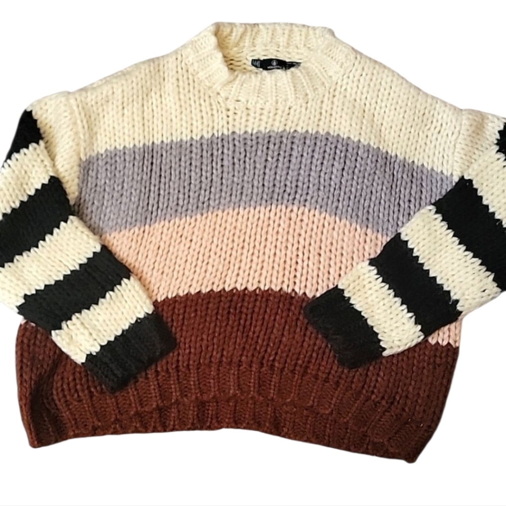 Volcom Plus Size Striped Crochet Sweater Size 14